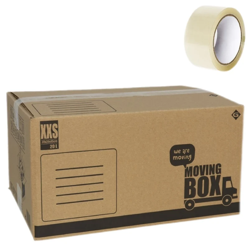 TRESV Pack de 10 Caja de Carton Multiusos con un precinto para Mudanza Embalaje, Envio Paquete Almacenaje Guarda todas cosas, cajas carton mudanza 30x12x15cm