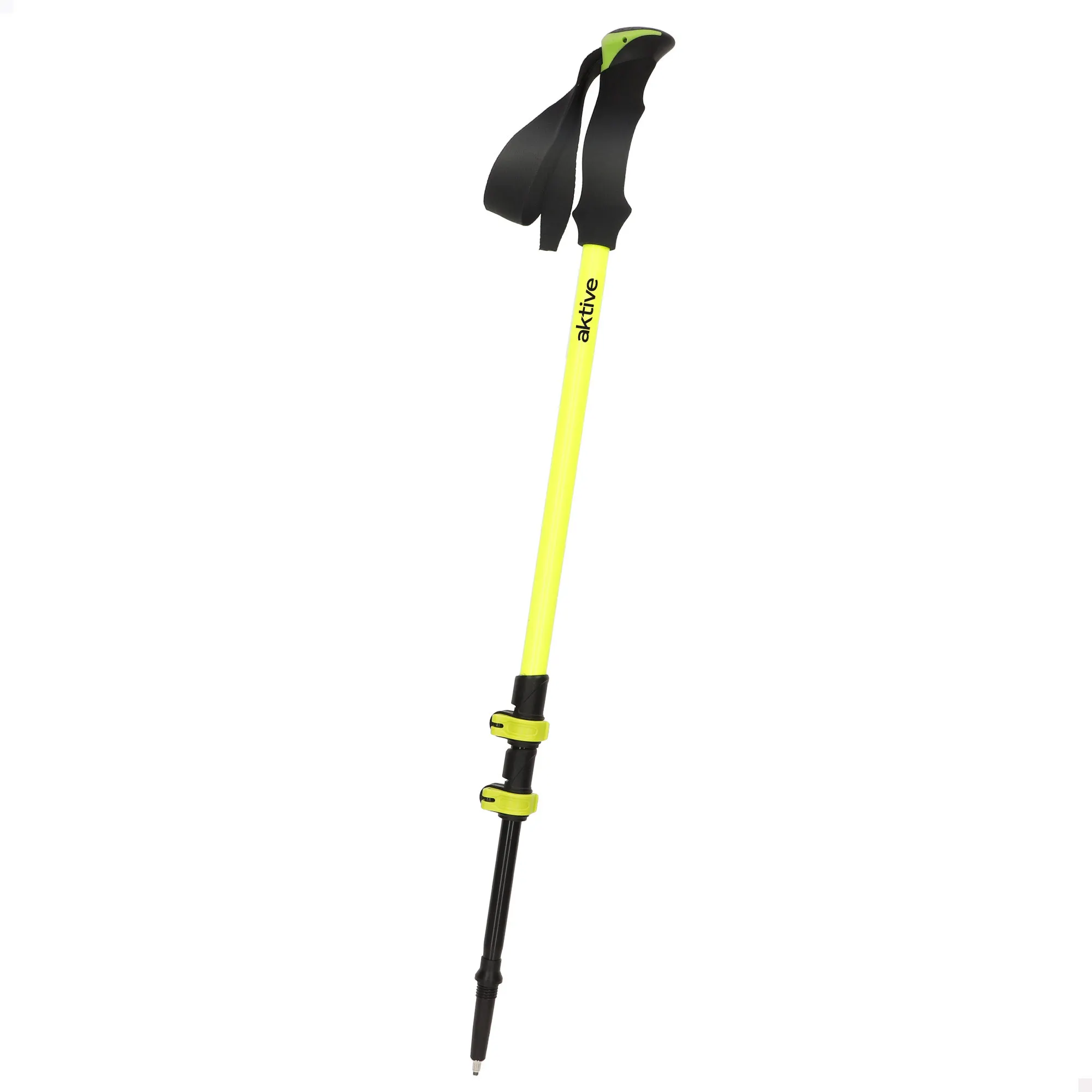 Aktive - Bastón trekking extensible, cómodo y ligero, pesa 225 gr, de aluminio con empuñadura de EVA y puntera metálica, regulable 62-135 cm, sistema de cierre rápido, correa ajustable, bastones de