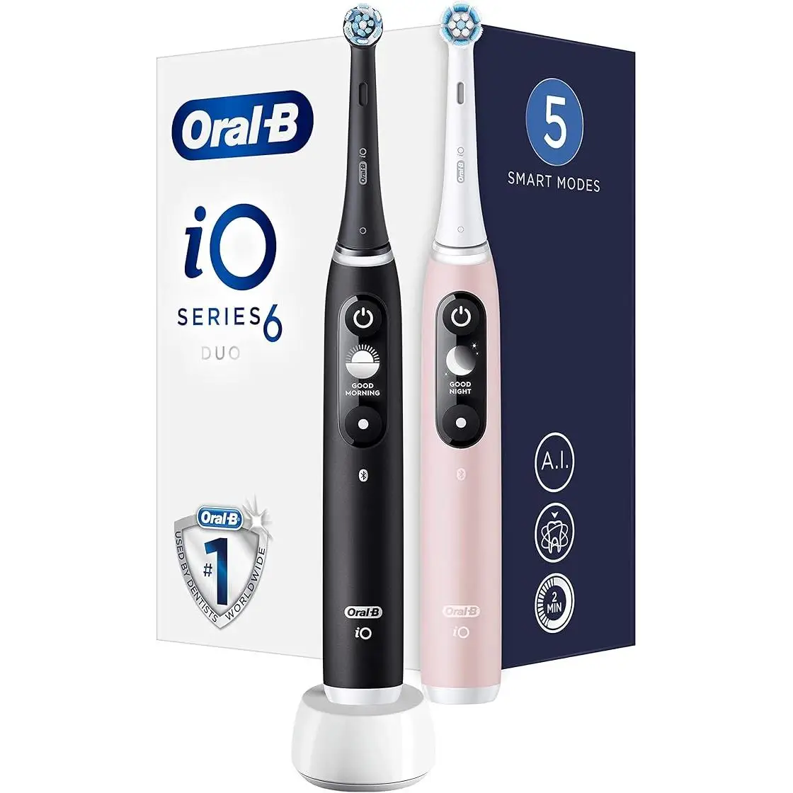 Oral-B iO 6 Duo. 2 Cepillos de Dientes Eléctricos Recargables con AI, 2 Cabezales, Colores Negro y Cuarzo Rosa… — oferta en AliExpress