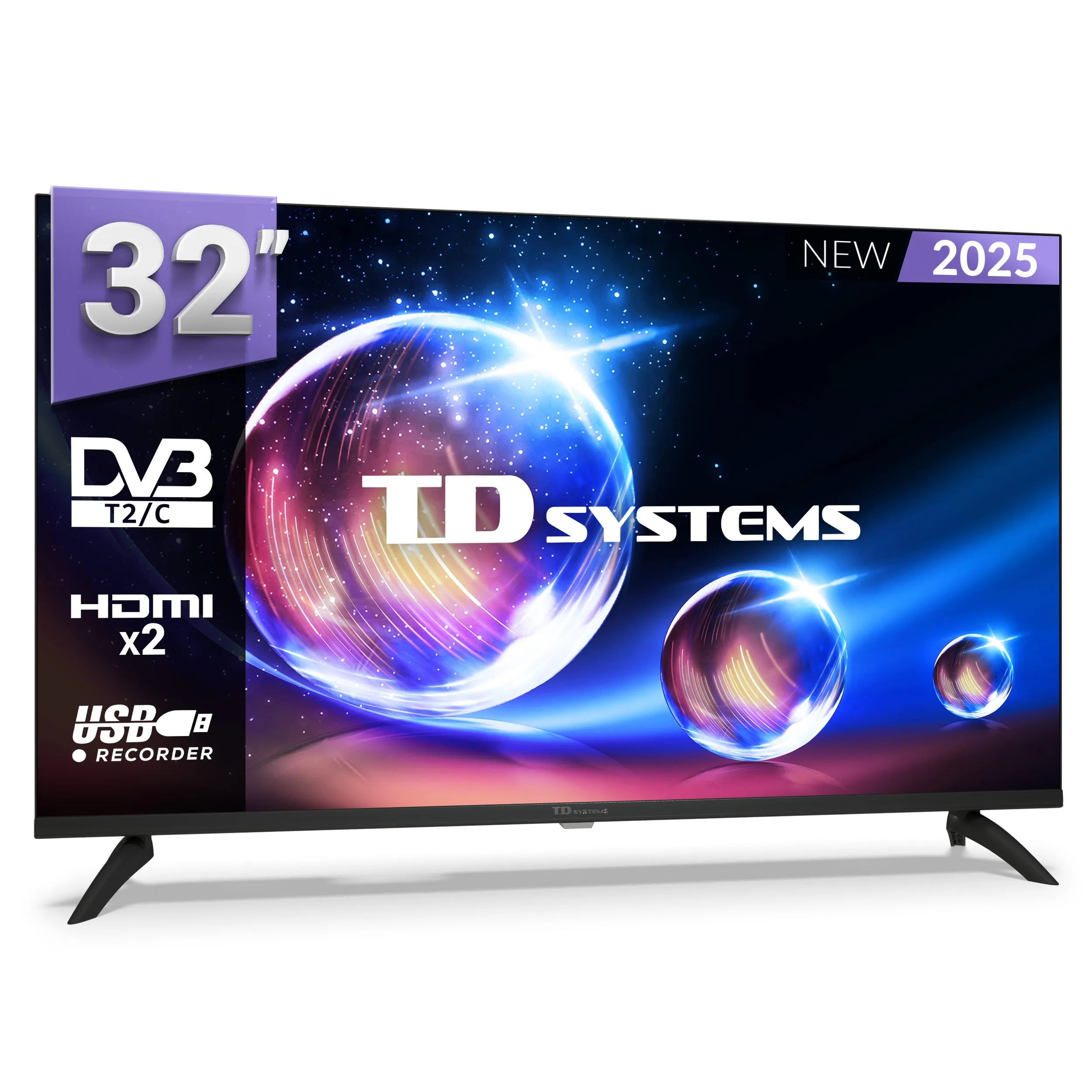 32 inch TV HD, USB recorder player, digital tuner DVB-T2/C - TD Systems K32DLM20H