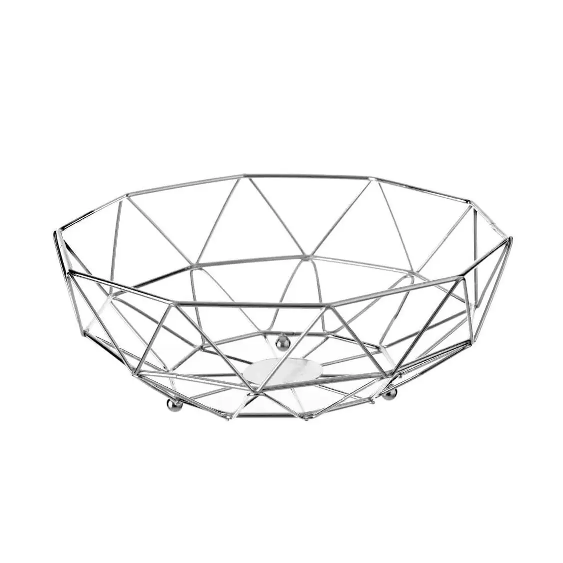 Dcasa metal silver geometric fruit bowl Ø 26x10 cm