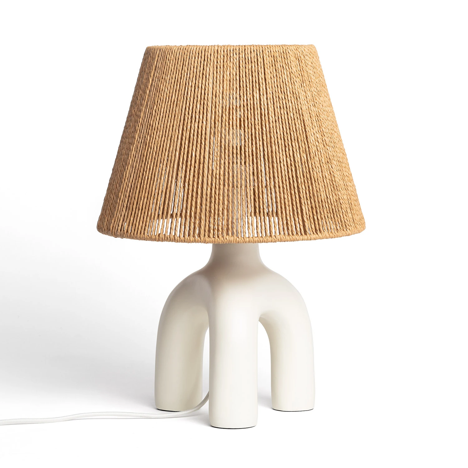 LEDKIA LIGHTING - Lámpara de Mesa Otilia | Resina y Papel Trenzado | Diseño Elegante para Salón y Dormitorio | Potencia Máx. 40W | IP20 Interior, Blanco