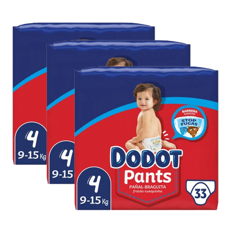 Dodot Bebé Pants Pañales, Talla 4, 9-15 kg, 99 Pañales, Pañal-Braguita con Ajuste 360° Anti-Fugas, Pack Mensual
