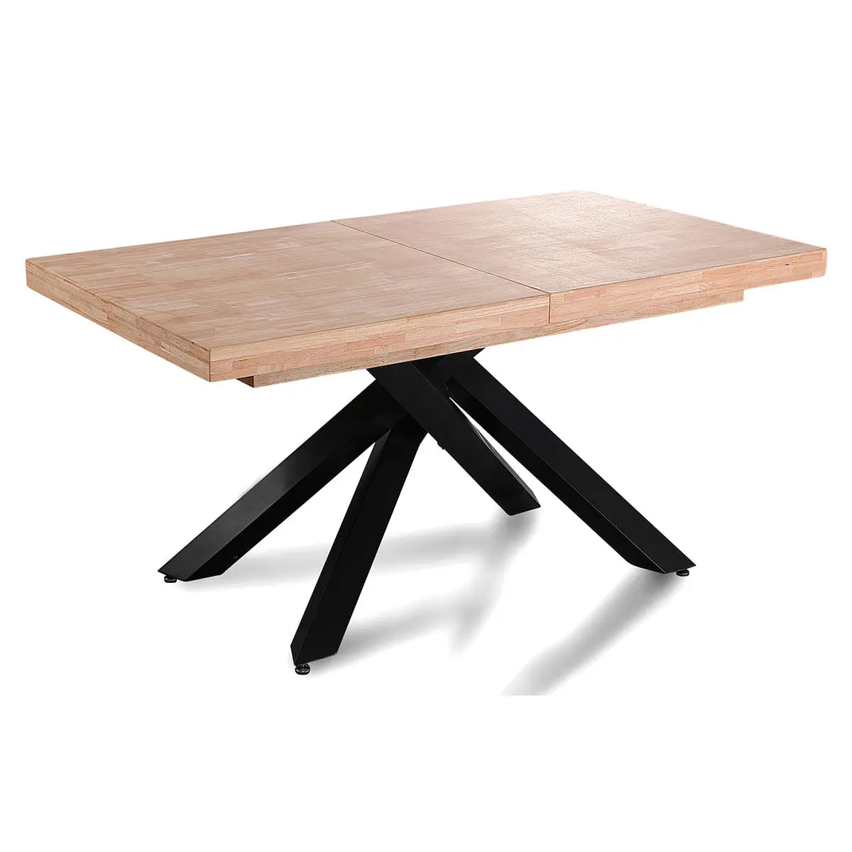 Mesa de comedor Xena extensible forma rectangular roble Nordish/negro 76×140-180-220×90 cm Adec