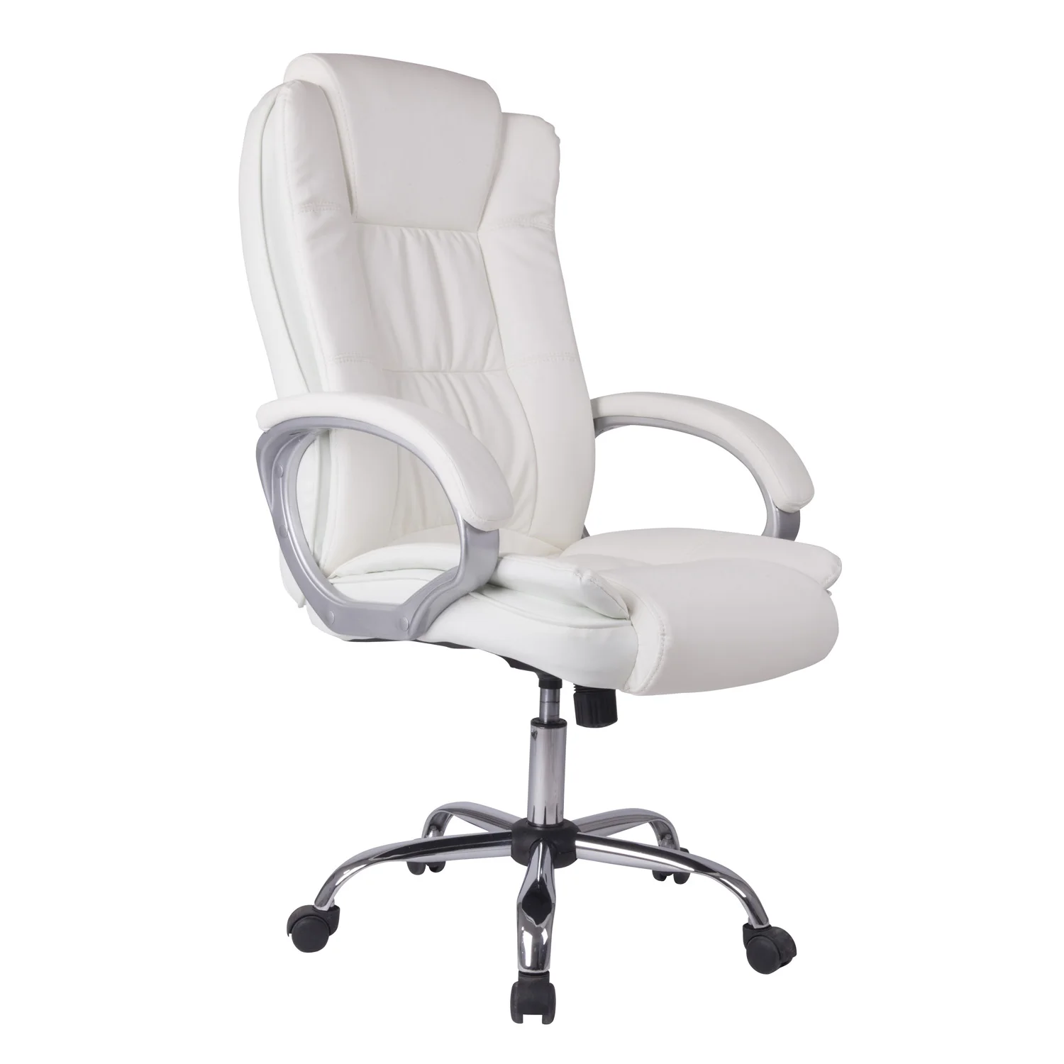 VS Venta-Stock Venta-Stock Sillón de Oficina Karen Elevable y Reclinable en Piel Sintética Blanco - Ajuste Milimétrico de Altura