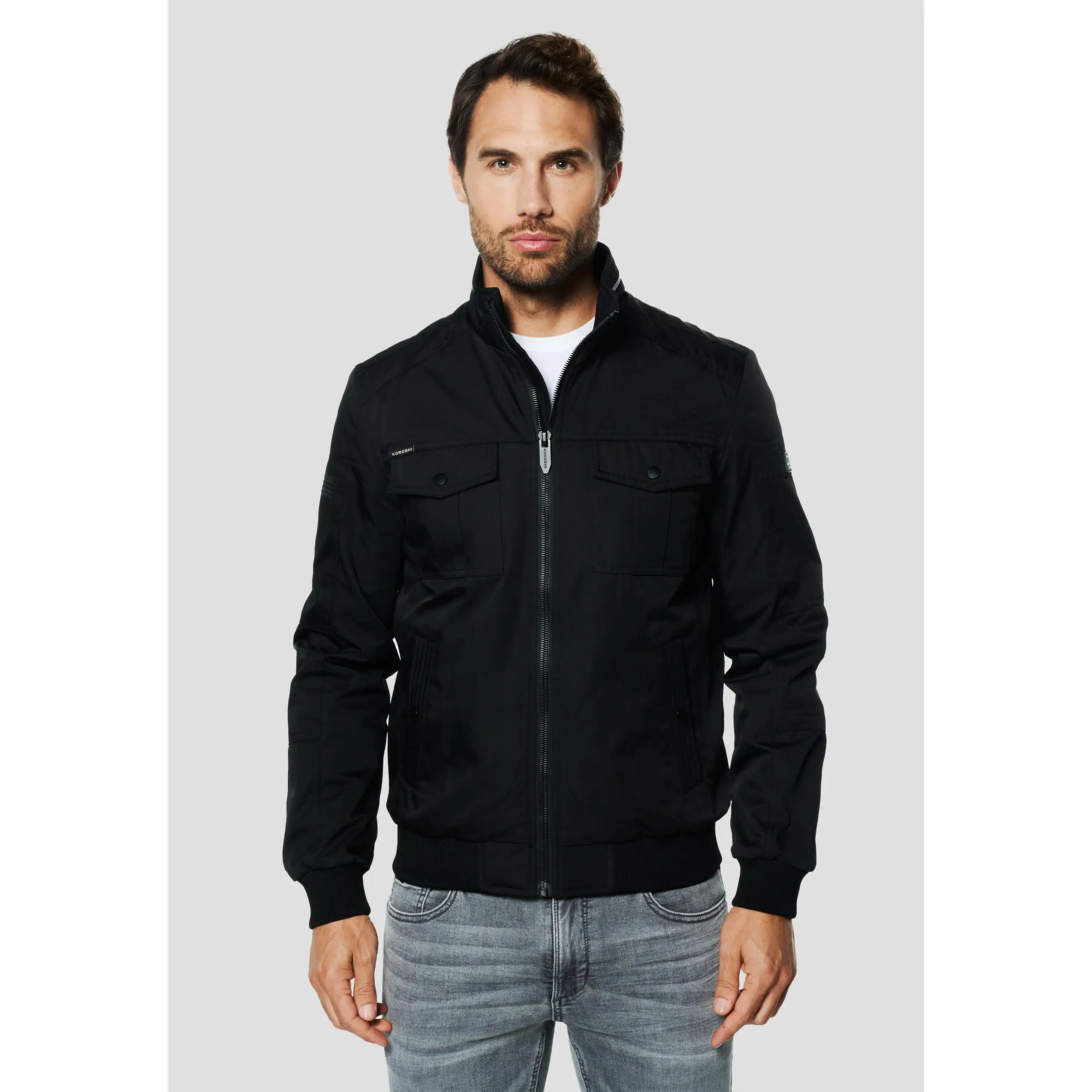 Koroshi Chaqueta Bomber Aviador Cuello Alto Hombre – Koroshi 2611JA17