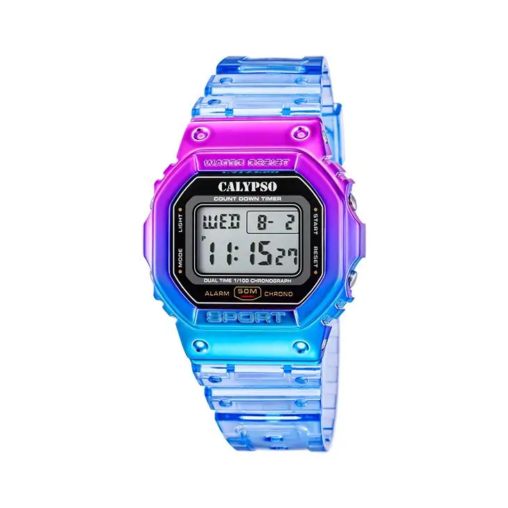 RELOJ CALYPSO DIGITAL MORADO – ESTILO COLOR SPLASH UNISEX | MODA CON ACTITUD K5874/3