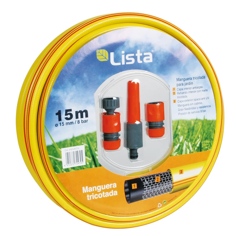 LISTA 918NKIT15 - Kit manguera riego tricotada 3 capas diámetro 15 mm
