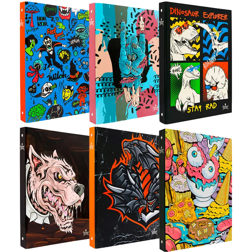 Carpeta 2 y 4 Anillas en D + 20 Fundas a Color, A4, Diseños, Lomo 4cm, Archivador Juvenil, Escuela, infantil, dibujos, escolar, archivador, documentos, actual, novedad, niños, cartón forrado, calidad