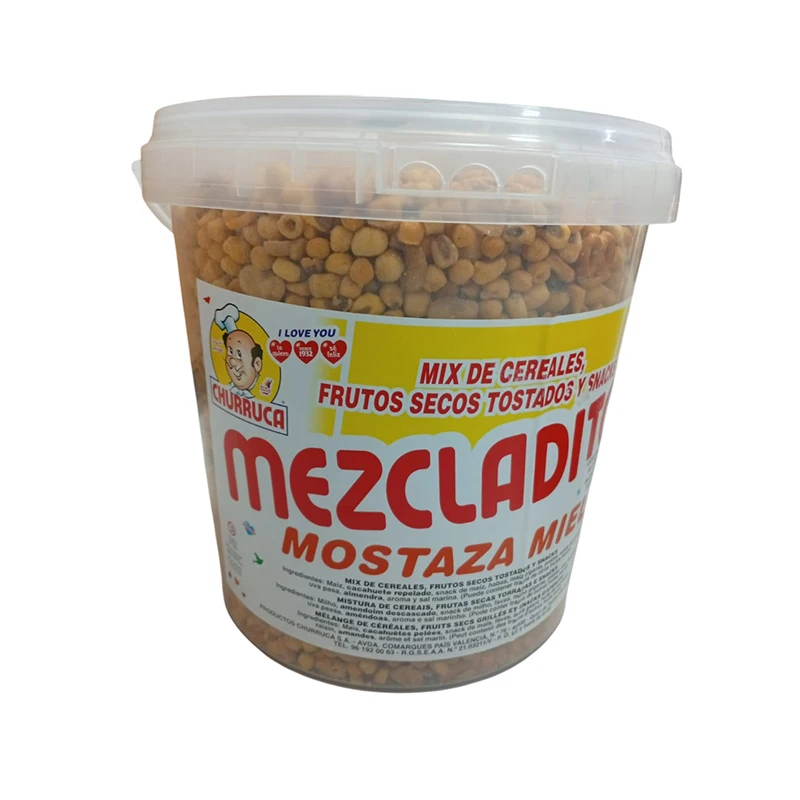 Churruca - Mezcladito Cóctel de frutos secos Churruca - Cubo 3,5 kg formato Horeca de surtido de apertivos