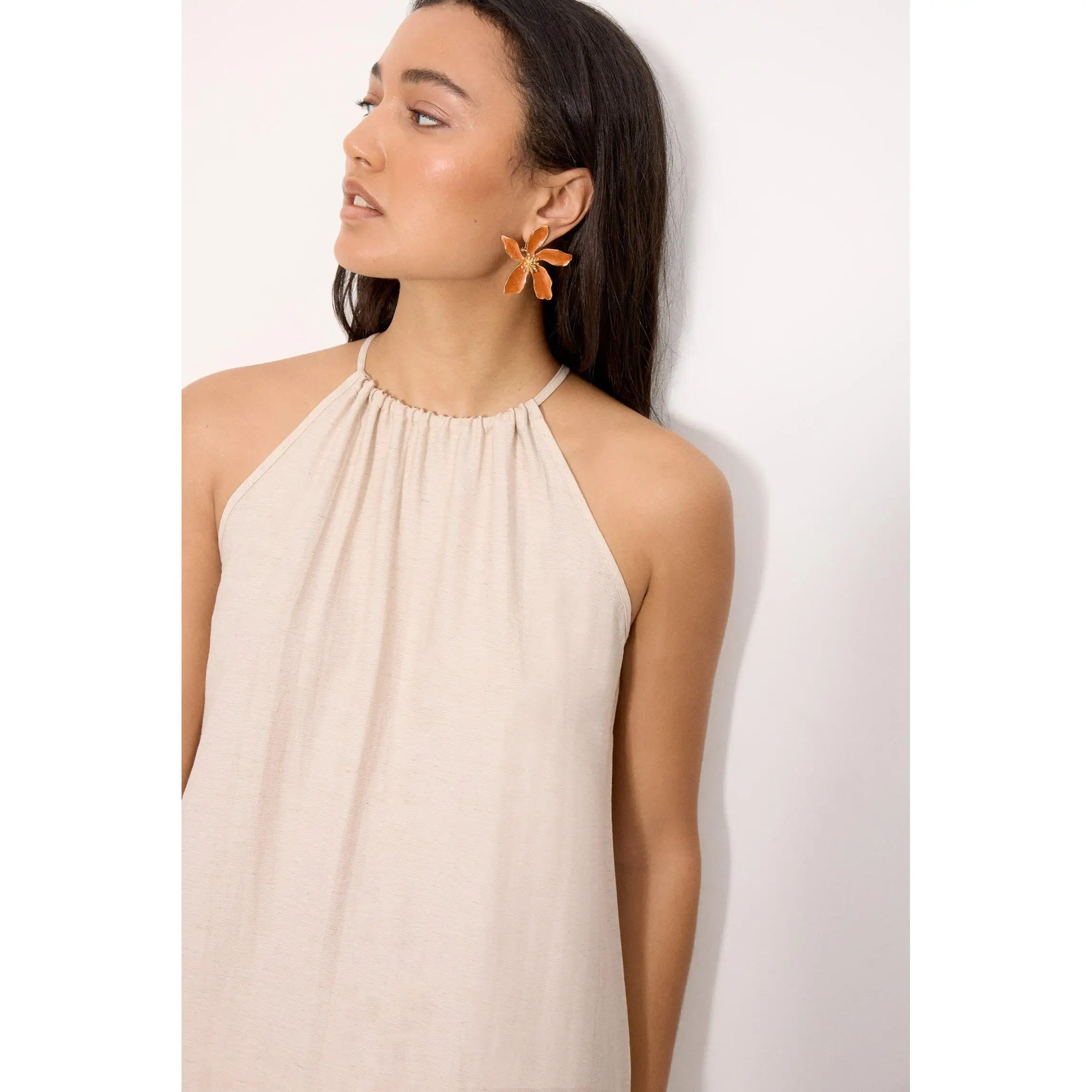 Ysabel Mora - Vestido largo recto con lino