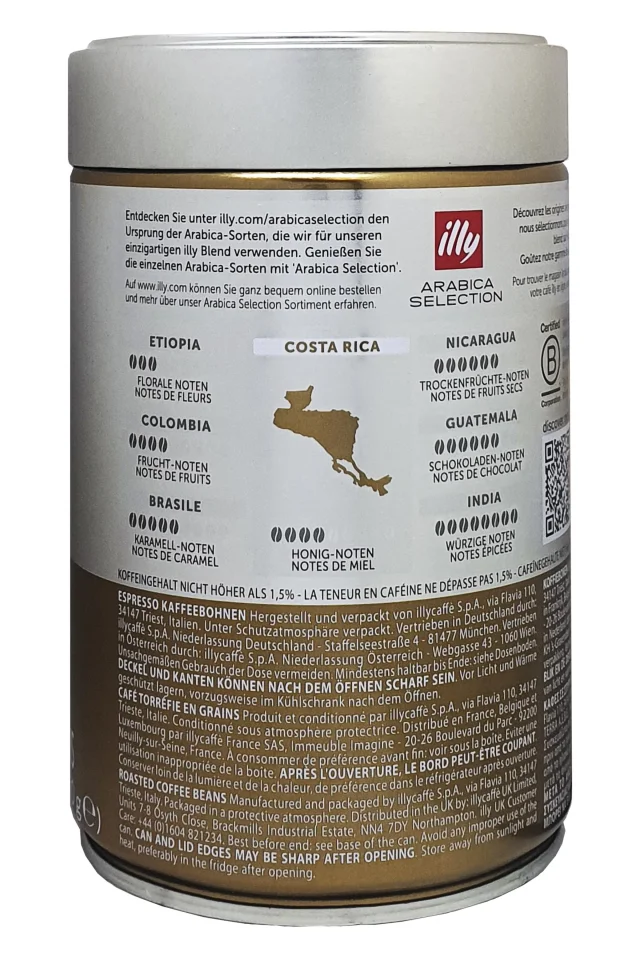 Illy illy arabica selection costa rica coffee beans, 250 g can - qumir
