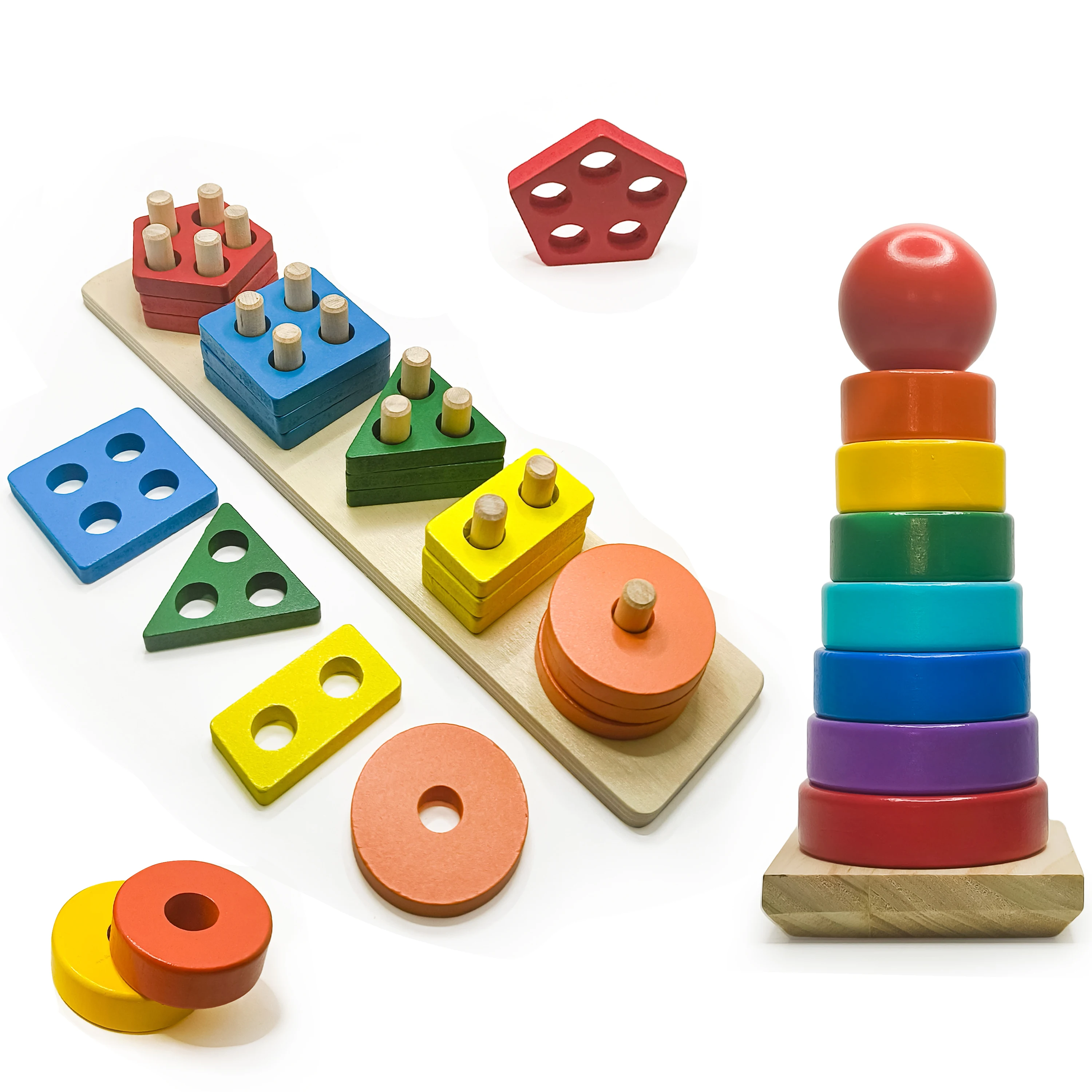 Zibby  Juguetes Montessori 1 2 Años  Juguetes Niños 1 2 Años  Juegos Educativos Niños 1 2 años de Madera para Apilar y Encajar 2 en 1  Regalo Bebe 1 Año