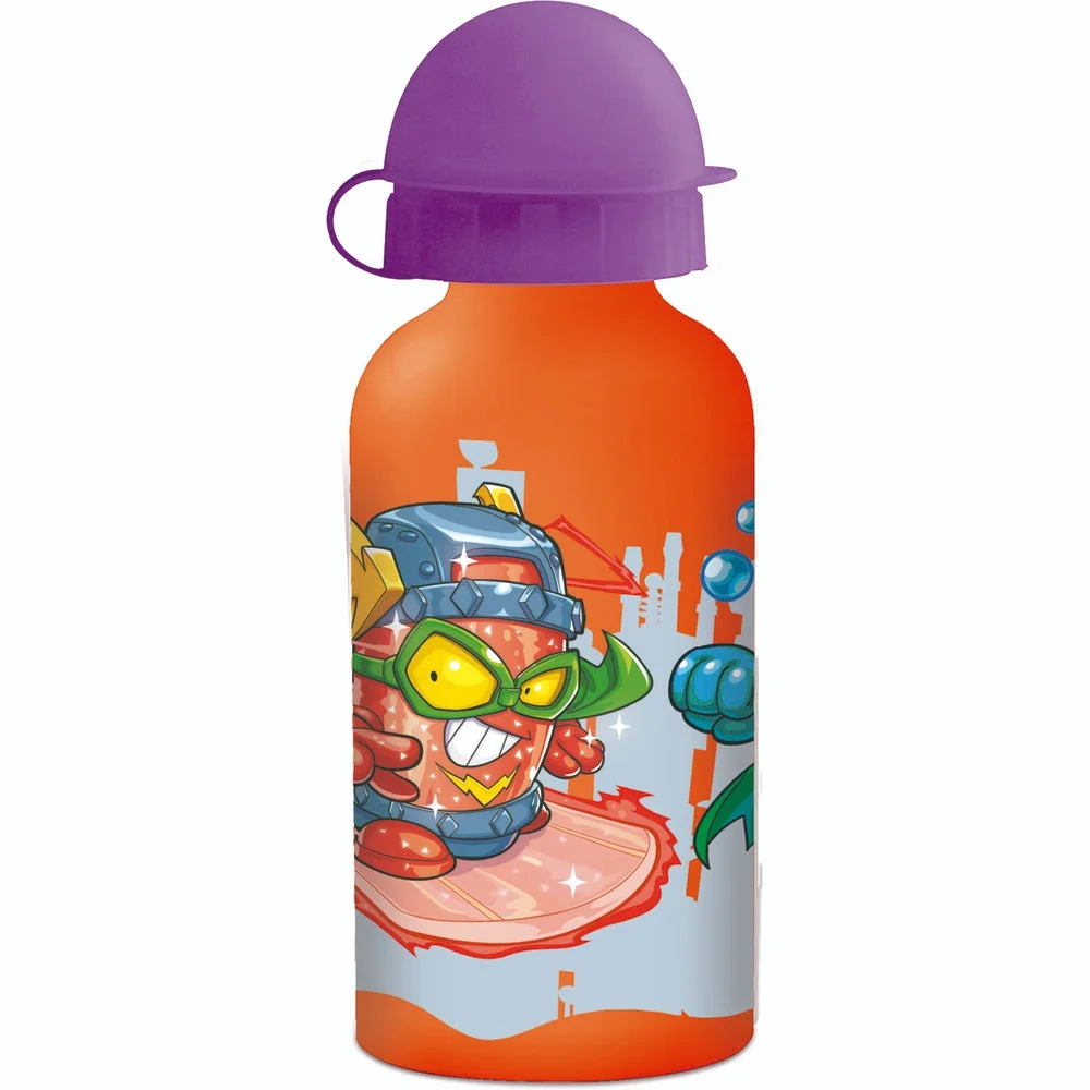 BOTELLA ALUMINIO CON TAPA  Super Zings,CANTIMPLORA DE ALUMINIO,BOTELLA ALUMINIO DE AGUA,BOTELLA PARA COLEGIO,FESPU
