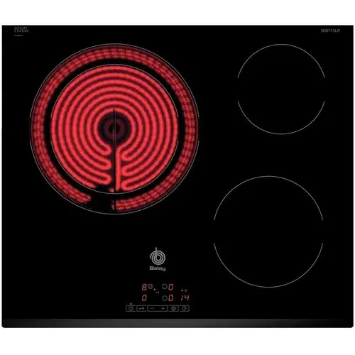 Placa Vitrocerámica 60cm 3 Zonas Fuego 28cm BALAY 3EB715LR | Negro, 5900W