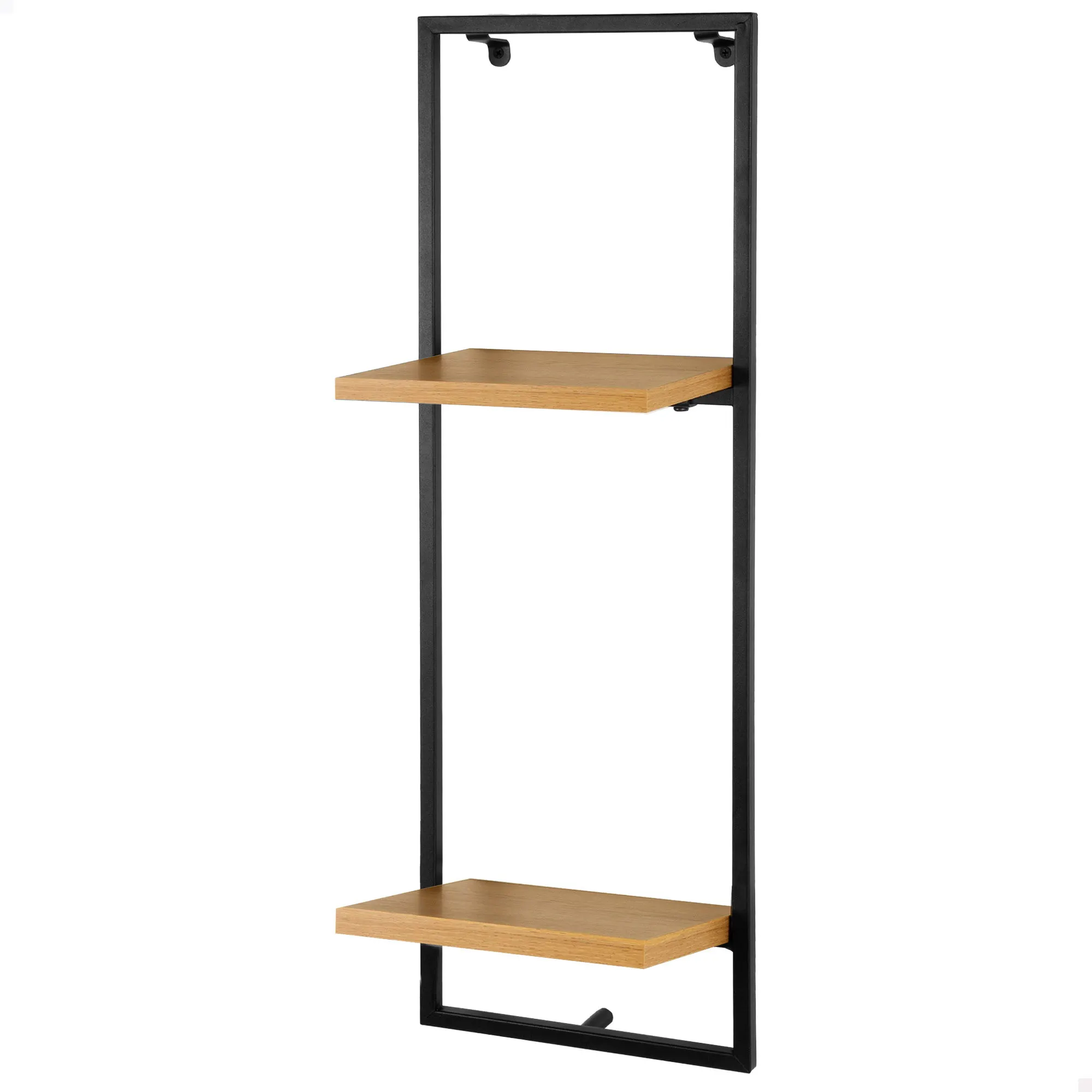 Max Home - Estantería de pared, rectangular, soporta hasta 4 kg, 2 baldas, estructura metálica, negra, diseño vertical, para salón, entrada, dormitorio, cocina