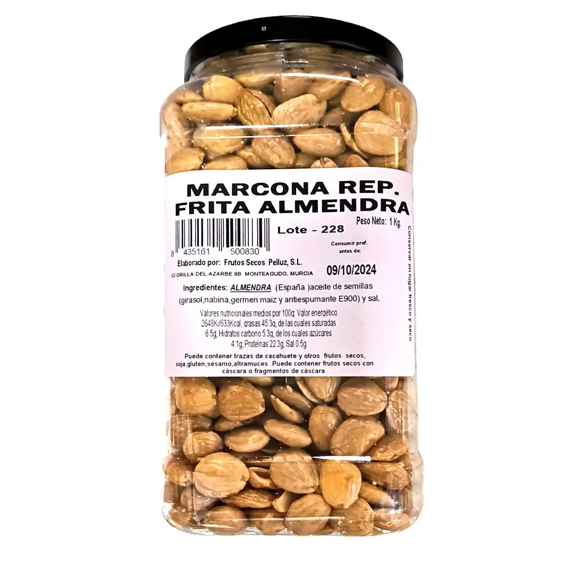 Almendra Marcona Frita con Sal 1 Kg - Nacional - Pelluz: Deliciosas almendras marcona fritas y saladas de calidad premium, ¡disfruta de su sabor único!
