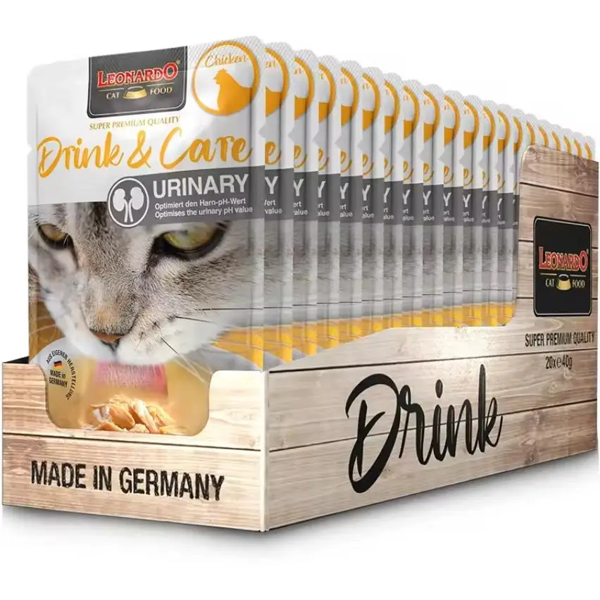 Pack 20X40 Gr - Leonardo Drink & Care Urinary soup with chicken in envelopes for cats