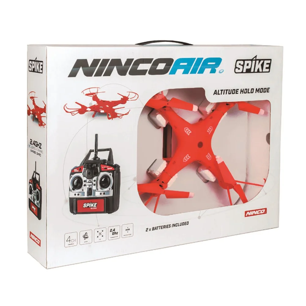 ninco - dron radio control nincoair spike doble bateria para mayor autonomia 32x32x7 cm nh90128