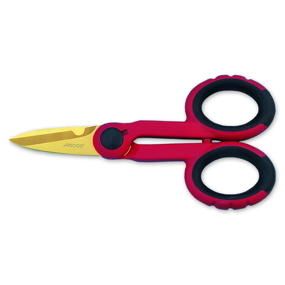 Arcos Tijera Electricista Profesional de Acero Inoxidable con Recubrimiento de Tungsteno y Mango de Polipropileno de 140 Mm