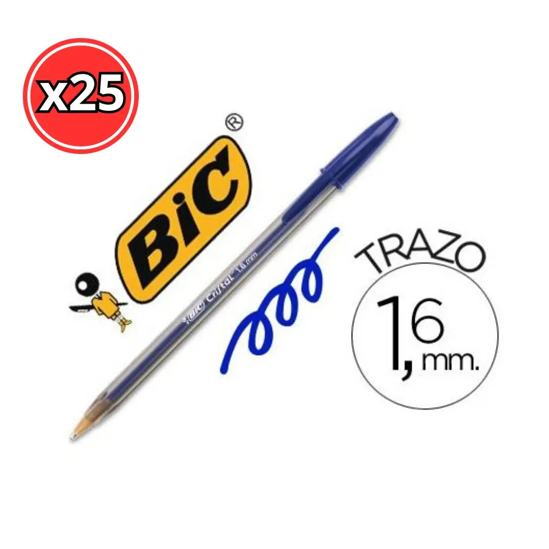 Bic crystal large pen 1.6mm pack 25 units