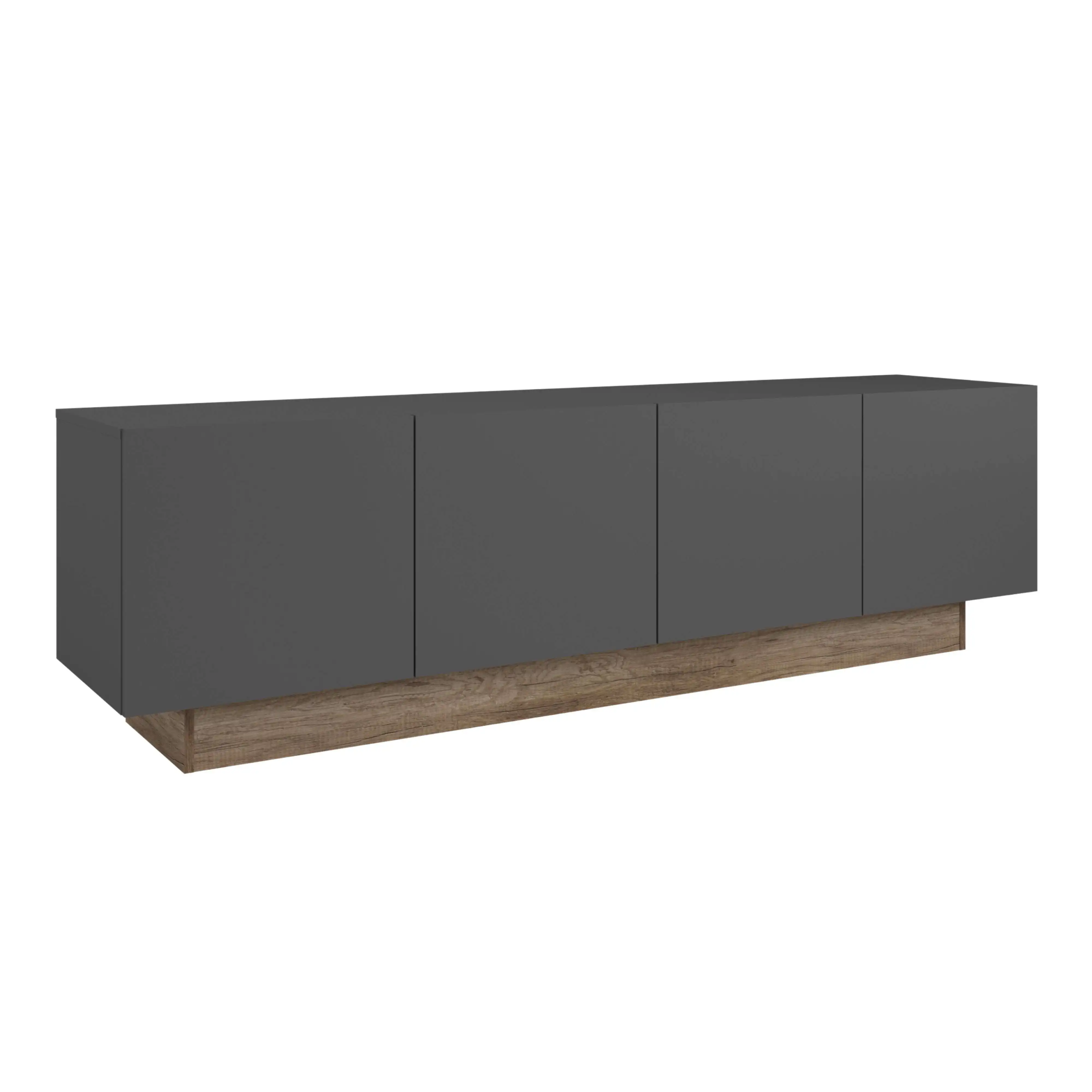 Miroytengo Mueble de TV Opec para Sala Estilo Moderno en color Gris y Roble con 4 puertas Melamina 184x53x41.7 cm