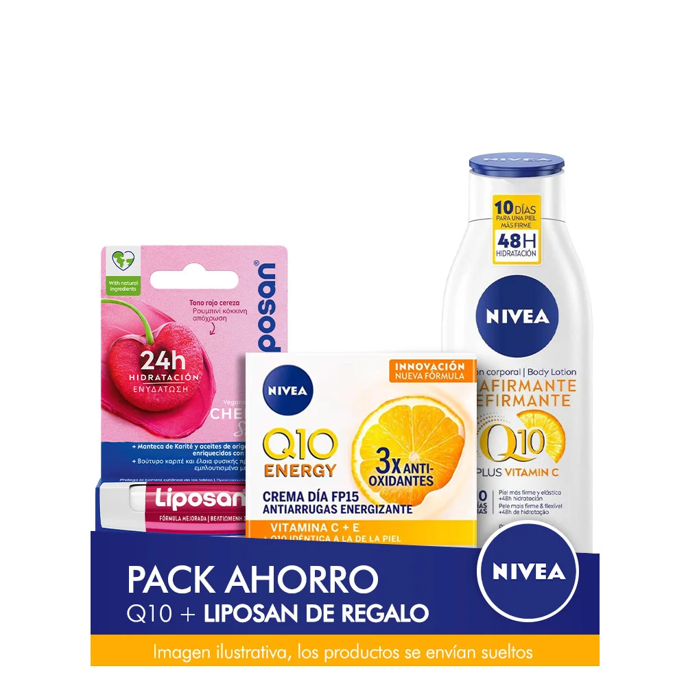 Nivea Q10 Pack saving-day face cream and body lotion + Liposan gift