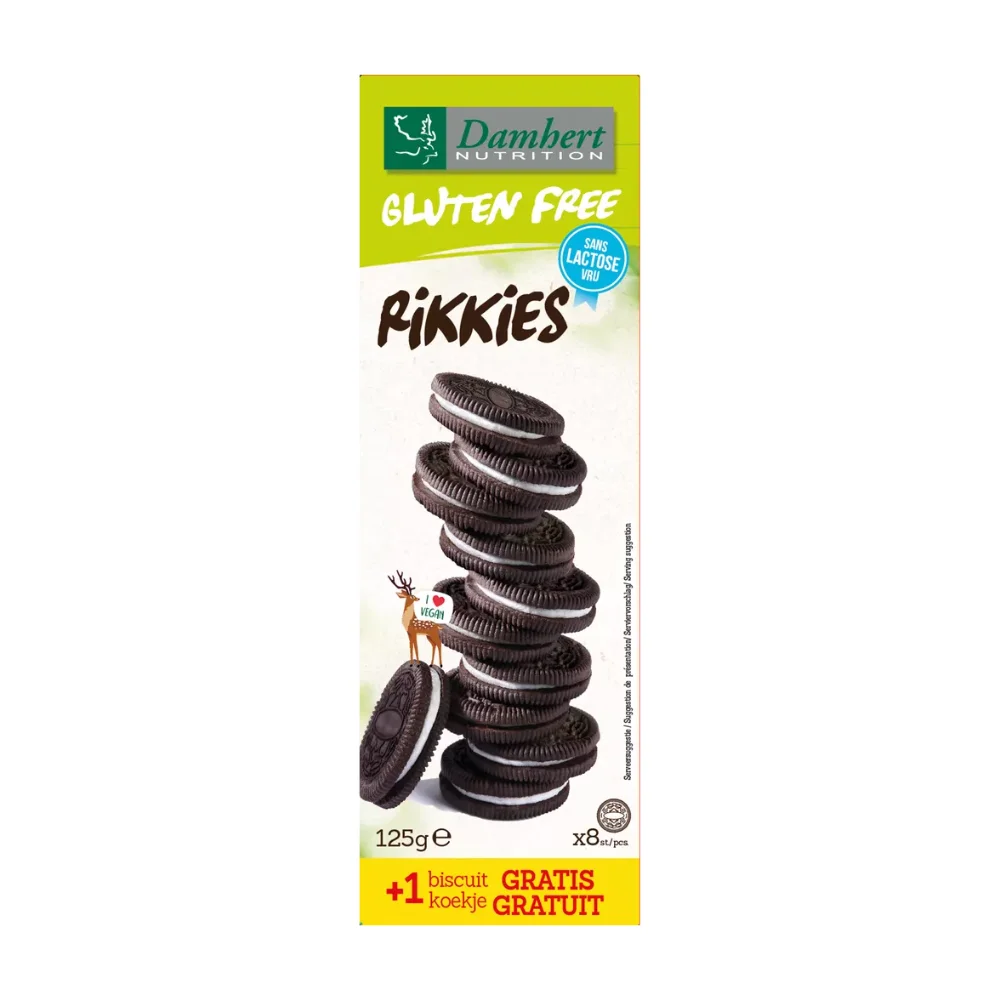 Rikkies, Galletas Estilo Oreo Veganas, Sin Gluten ni Lactosa125g (9 uds) - Damhert Nutrition
