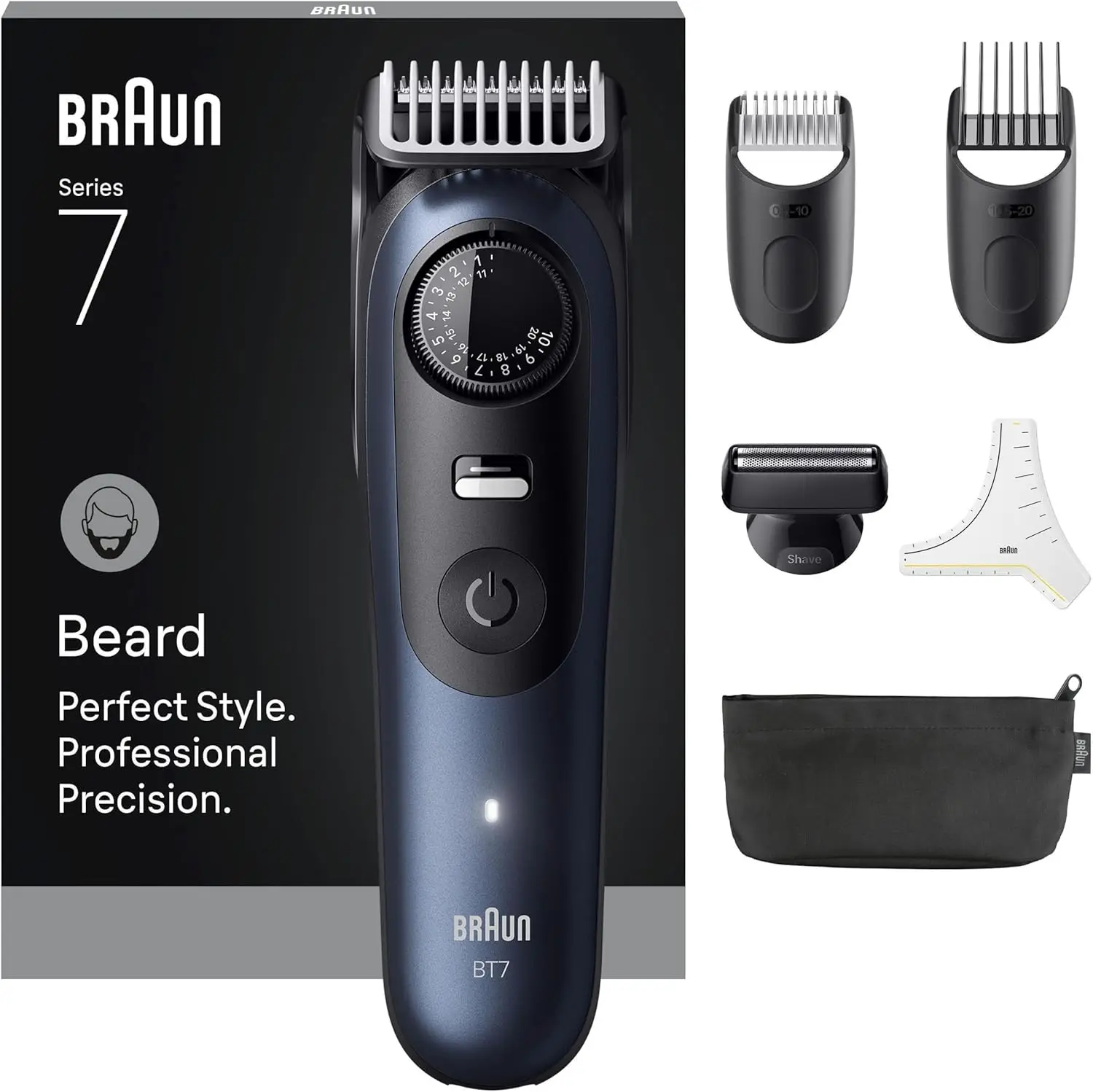 Braun Recortadora Series 7. Rasura, Recorta, Perfila, Afeitado perfecto, precisión profesional. Producto Europeo con Garantía Oficial.