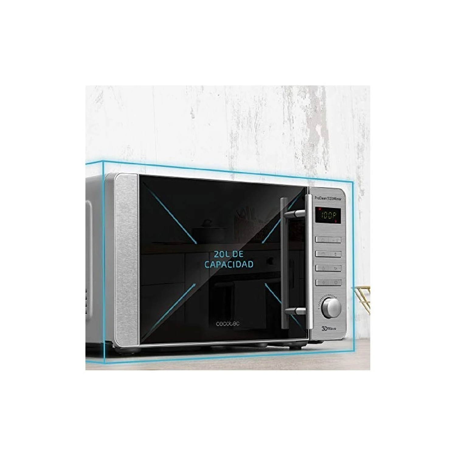 Microwave ProClean 5120 Inox. 700 W Grill 800 W 20 L capacity Ready2Clean coating for better cleaning 3dwave technology 8 programs front door mirror design