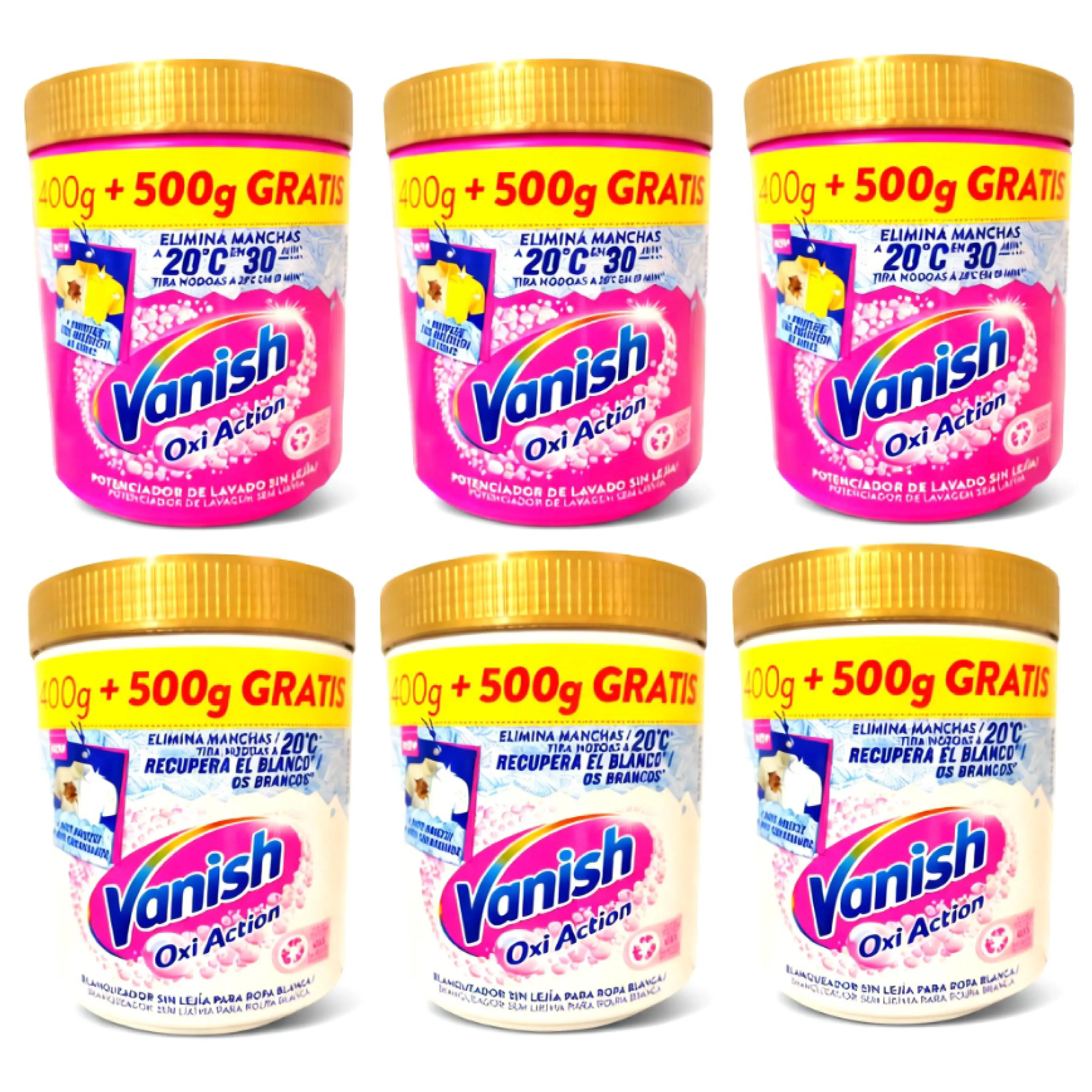Vanish Oxi Action (5,4kg)​Pack6  - Máximo Ahorro XXL - Quitamanchas Ropa Blanca y Color - 900g/Envase - 【 Precio Top 】