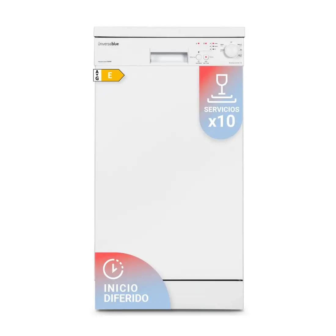 UNIVERSALBLUE dishwasher 5045W free installation white 45 Cm 6 programs washing