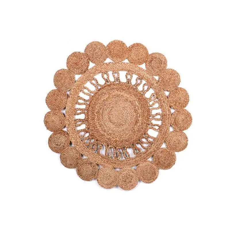 Maxia Market Alfombra de yute con patrón de yute natural, 100% yute resistente, trenzada, para interiores o exteriores, patio, sala de estar, comedor