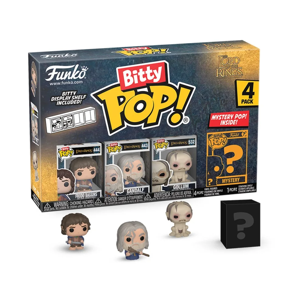 FUNKO BITTY POP! EL SEÑOR DE LOS ANILLOS - FRODO, GANDALF, GOLLUM Y ¿?, 75456, FIGURA DE 2 CM, COLECCIONABLE DE VINILO, ENVÍO URGENTE 24-48 HORAS, TIENDA CON LICENCIA OFICIAL, PELÍCULA, PETER JACKSON,