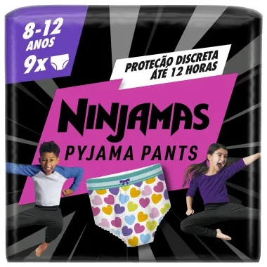Pañales Nocturnos Dodot Ninjamas Pyjama Pants Niña 8-12 Años (27-43 kg) 9 Uds Protección AntiFugas