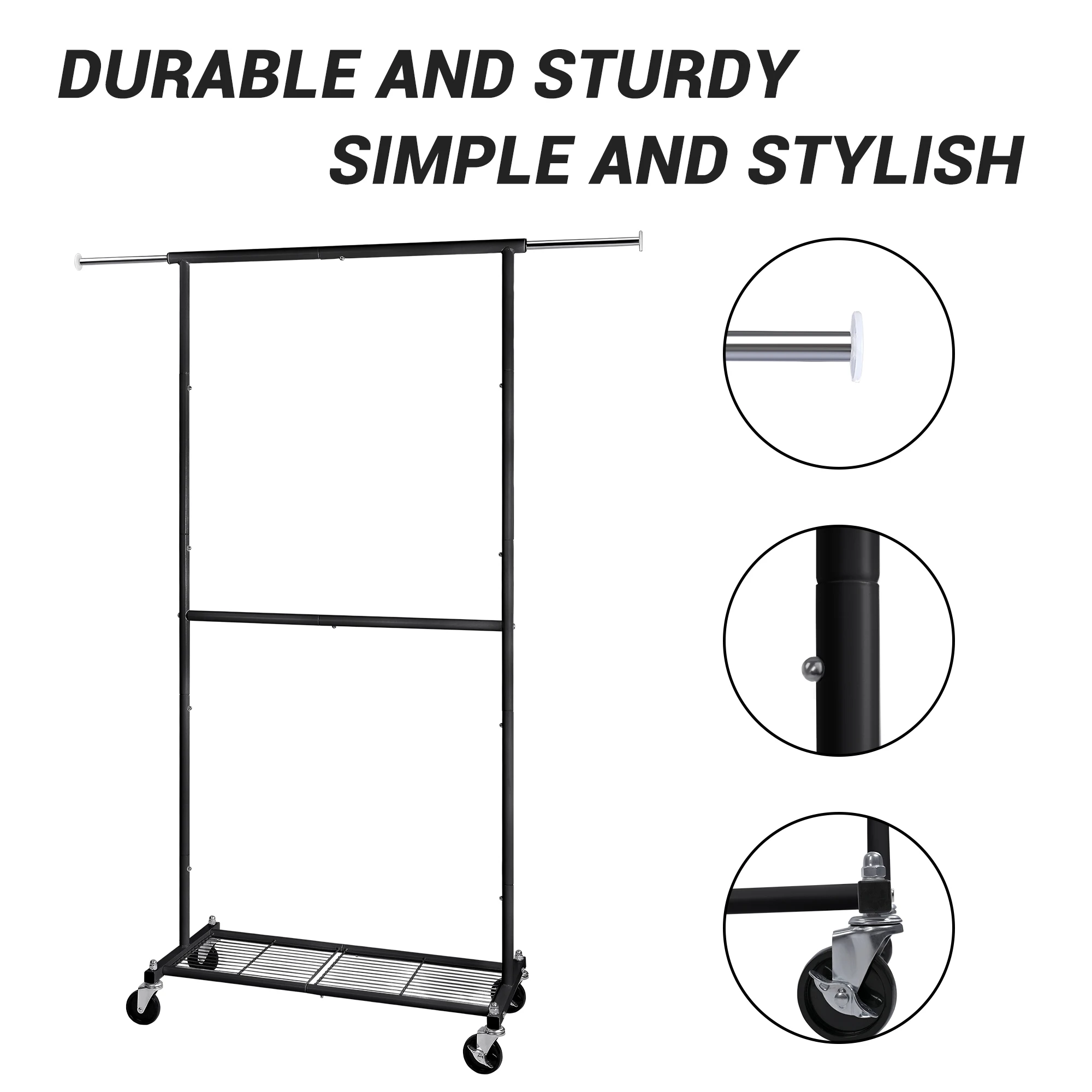 T-lovendo Adjustable Extendable Donkey Rack with Bar and Shelf Clothes Shoes Portable Bags