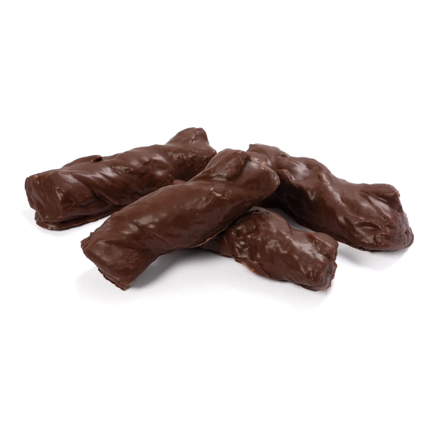 Lazos de hojaldre cubiertos con chocolate y bañados con miel.