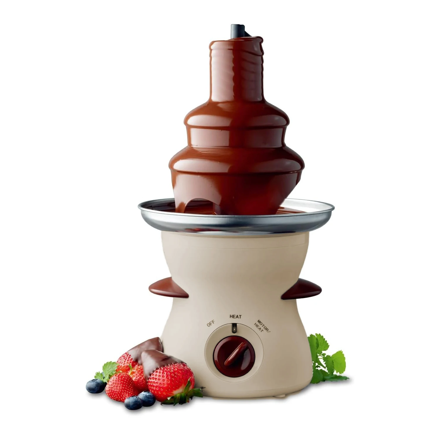 Silvano 3 tier chocolate fondue fountain, 80w, electric stainless chocolate warmer machine, hot and melt chocolate, butter and cheese, ideal for parties, events and weddings. excellent for chocolate lovers, 500 ml.