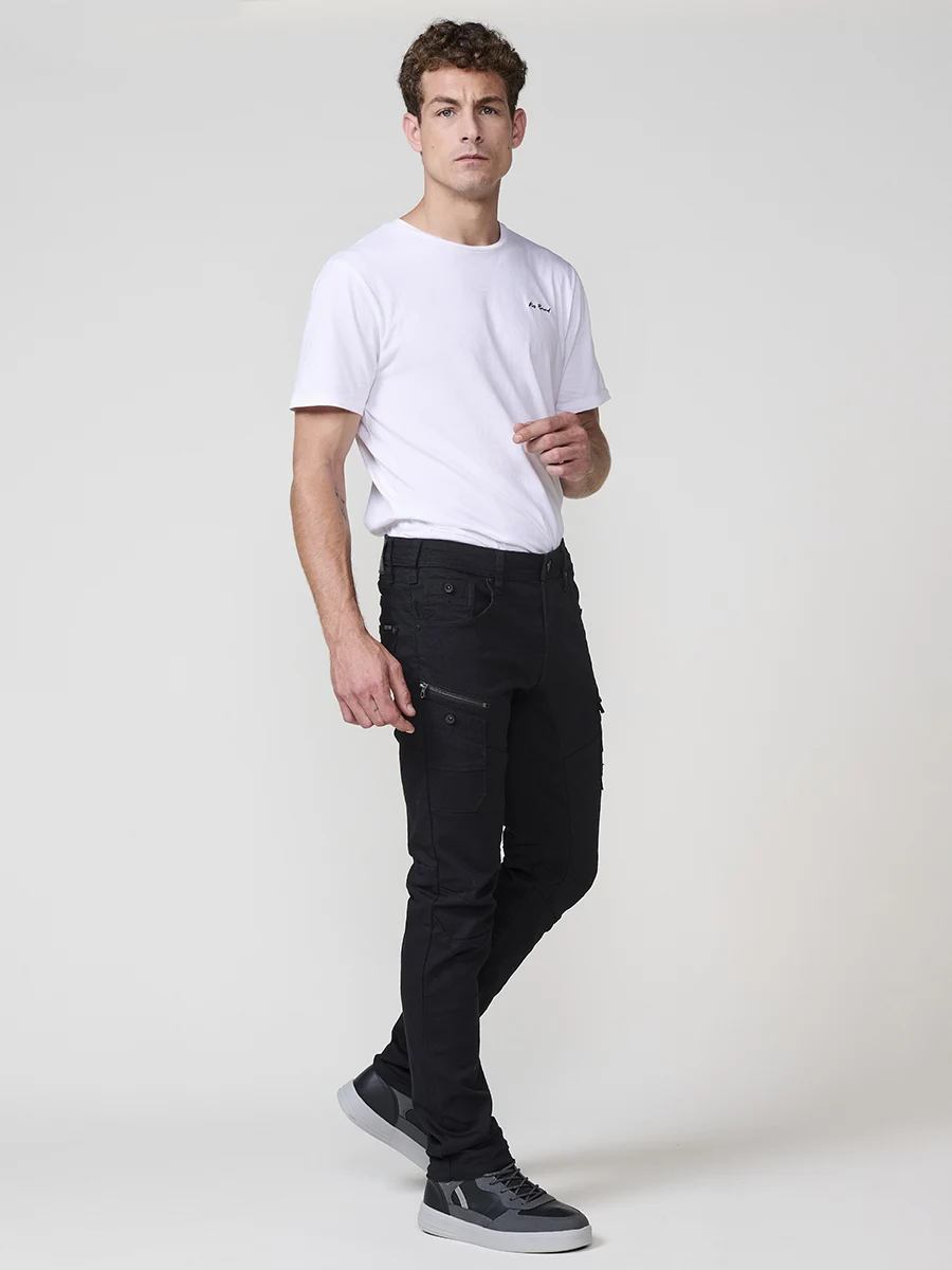 Koroshi Vaqueros workwear hombre denim elástico en negro