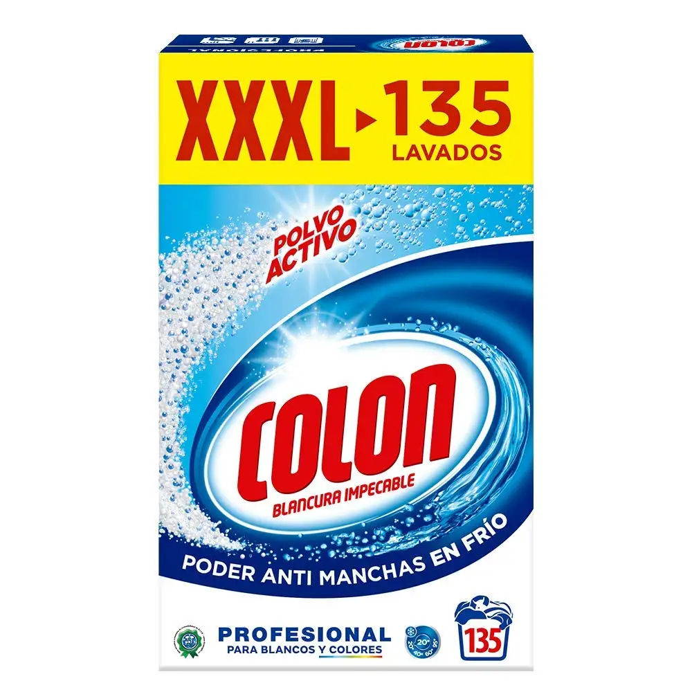 Detergente en Polvo Colon Profesional para 135 Lavados, Elimina Manchas y Malos Olores, Uso en Agua Fría, Extra Luminosidad, Formato Maleta
