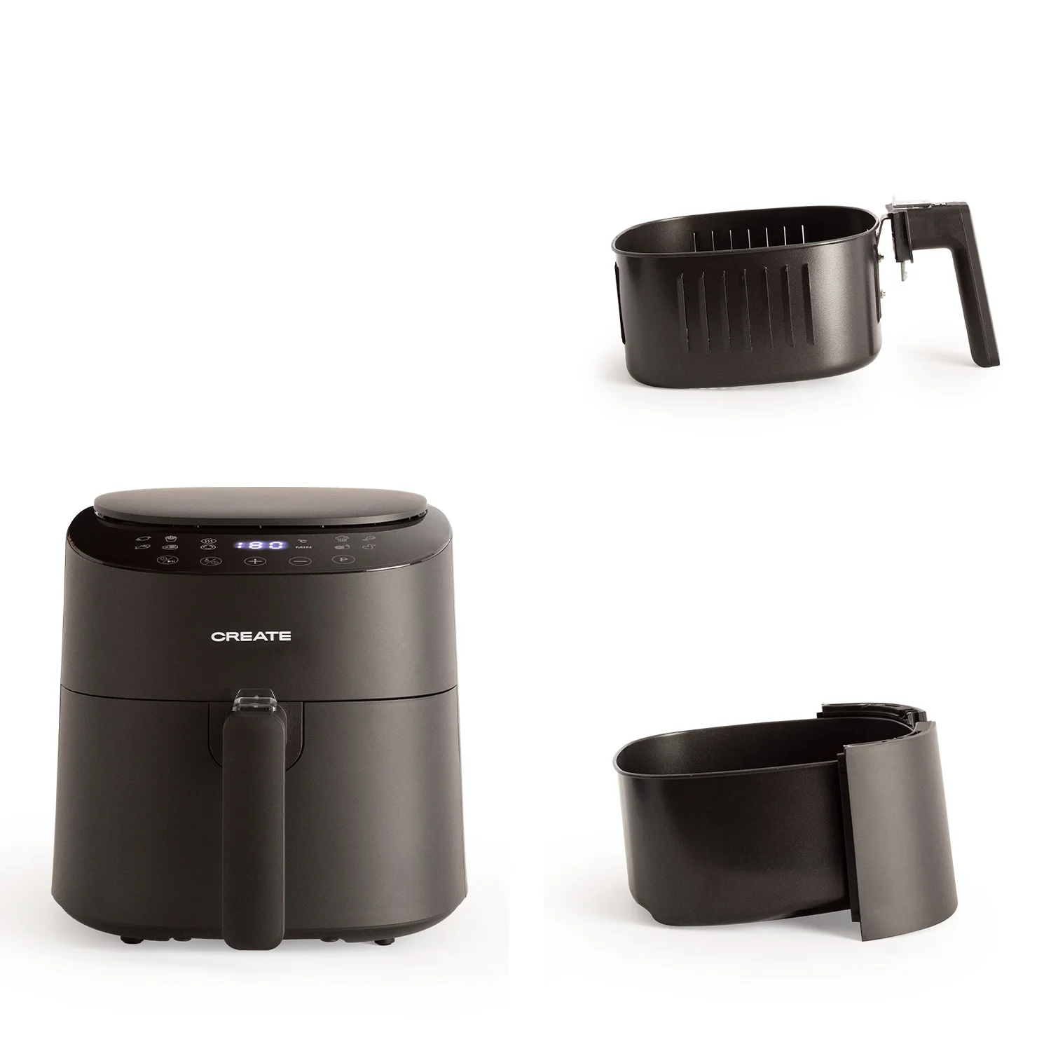 Create - 3.5l oil-free fryer - 8 programs, stainless steel, 220 ° C - air fryer pro compact