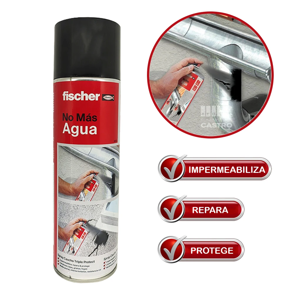 Fischer Triple Protect No more water. 500ml rubber waterproofing Spray and sealant | New format