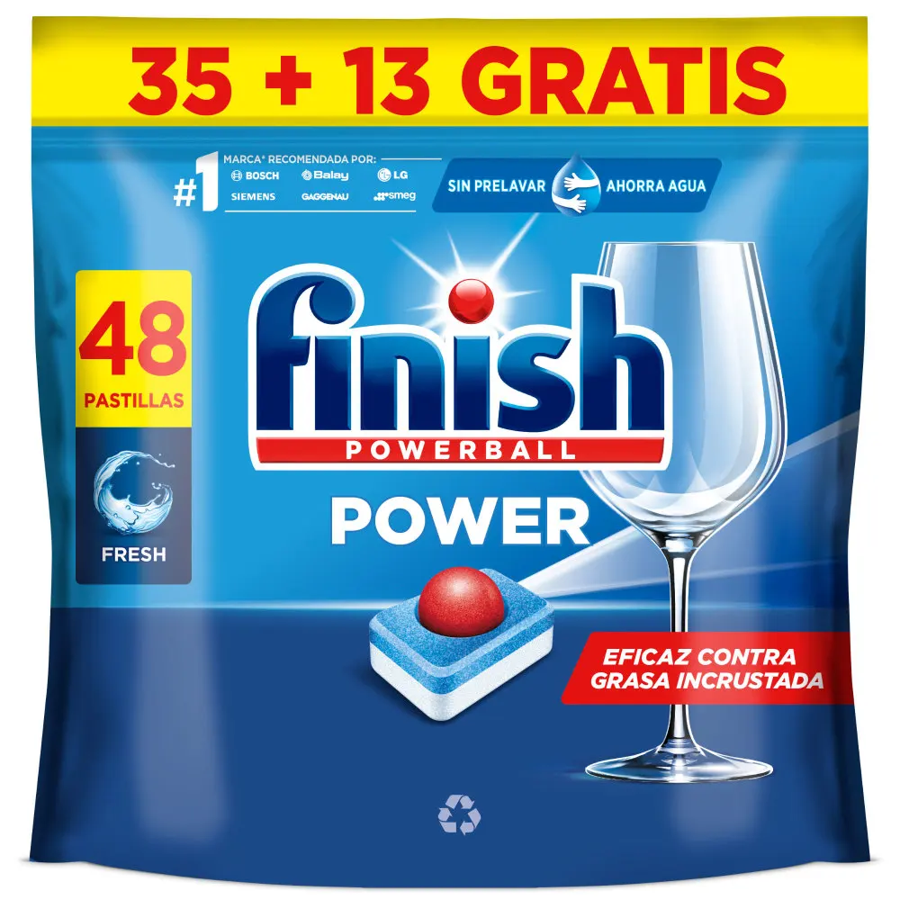 Finish Powerball POWER All in 1 REGULAR pills for dishwasher, daily cleaning and shine, grease effective, professional