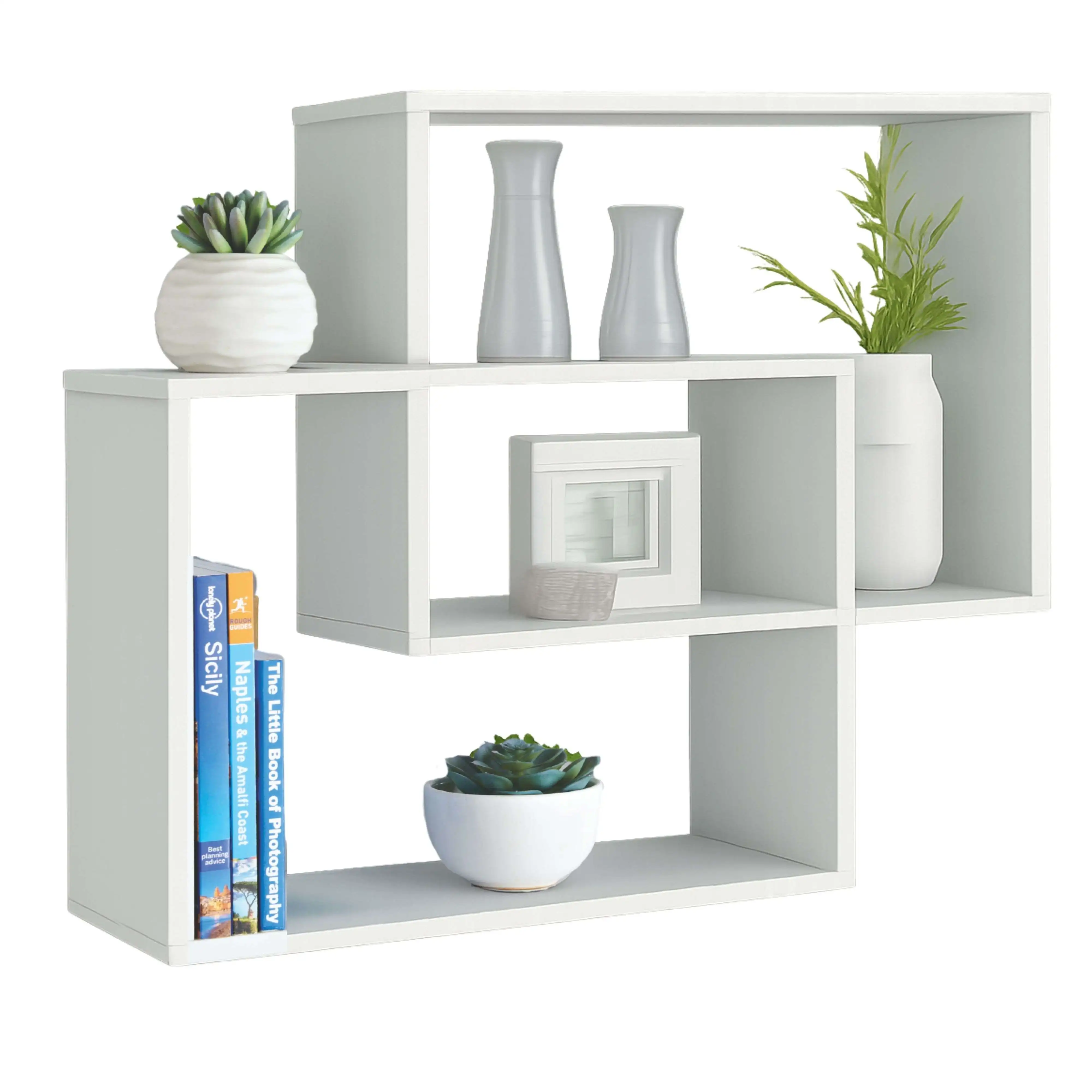 Miroytengo Estantería de pared Riva, Baldas Pared Rectangulares, Estantes de Salón o Dormitorio Blanco 60x60x16 cm