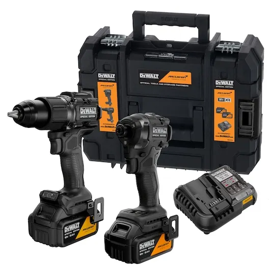 DEWALT DCK2222MP2T-QW - KIT McLaren XR 18V Taladro Percutor + Atornillador Impacto 1/4'' + 2 baterías Li-Ion 5Ah + maletín TSTAK