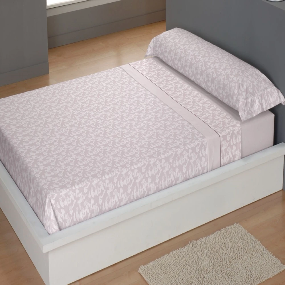 CARPE DIEM Juego de Sábanas de Microfibra Estampada Mod. IDAIRA Color Rosa- Conjunto de Ropa de Cama 3 o 4 Piezas para Cama 90, 105, 135, 150, 150/160 (2 Almohadas)  y 180 cm, Suaves, Transpirables