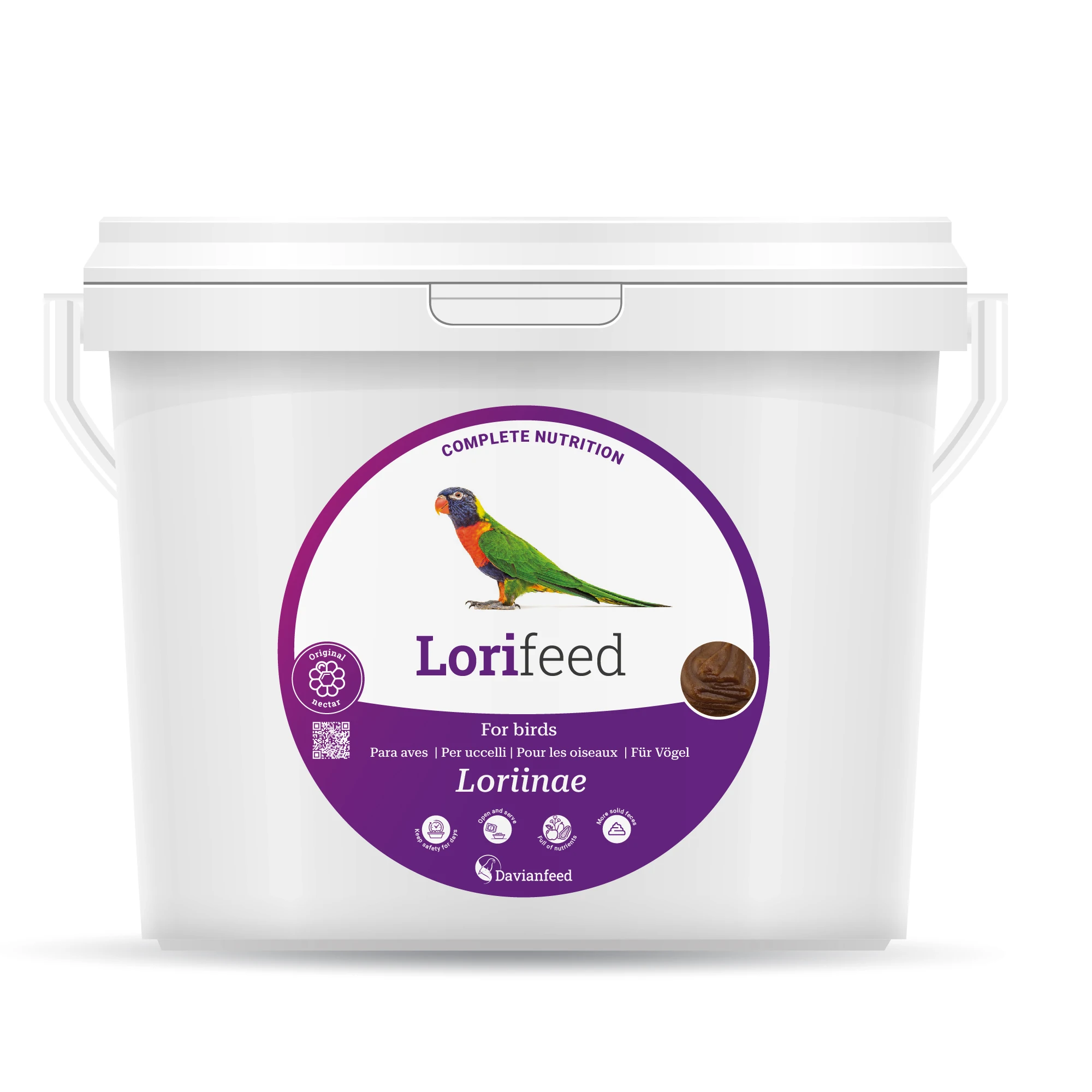 Lorifeed - Néctar Loris Completo 10 kg - Nutrición para Aves Nectarívoras - Composición Natural - Excelencia y Bienestar Digestivo de Alta Calidad - Davianfeed