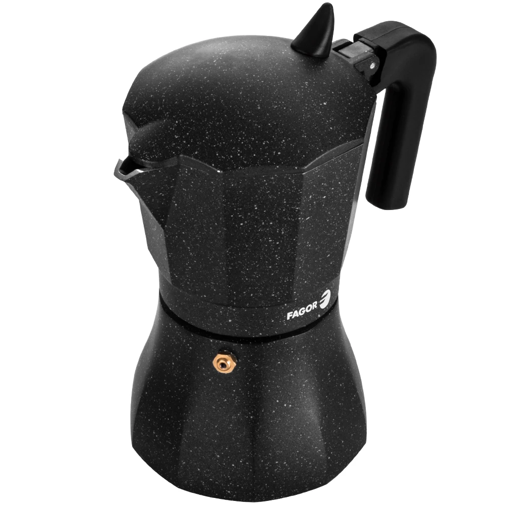 FAGOR ® Tiramisu cafetera italiana, fabricada en aluminio, pomo y mango ergonómico toque frio, moka,