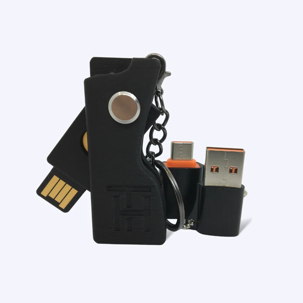FUNDA LLAVERO YUBIKEY CON ADAPTADORES USB COMPATIBLE CON 5 NFC, 5C NFC, Security Key NFC, Security Key C NFC - Protector Antigolpes, Pack Completo con Accesorios (No incluye Yubikey)