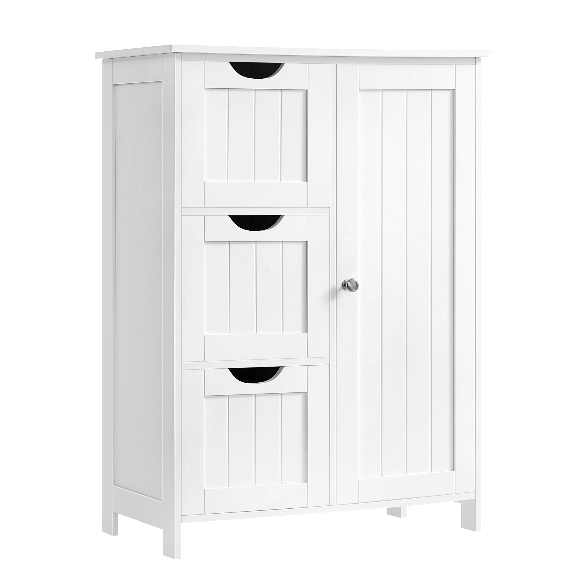 VASAGLE Armario de Baño, Mueble de Baño Estrecho, Cómoda de Baño, Cajonera con 3 Cajones, Armario con Puerta, Estante Ajustable, 30 x 60 x 81 cm, 
